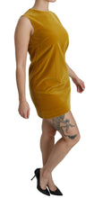 Mustard Velvet Stretch Shift Mini Dress Dolce & Gabbana