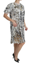 Silver Sequined Crystal Shift Gown Dress Dolce & Gabbana