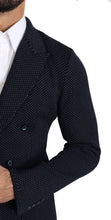 Dark Blue Dotted Double Breasted Coat Blazer Dolce & Gabbana