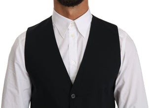 Blue Wool Waistcoat Formal Gilet Vest Dolce & Gabbana