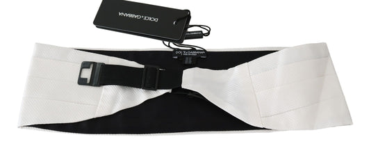 White Men Waist Belt 100% Silk Cummerbund Dolce & Gabbana