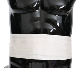 White Men Waist Belt 100% Silk Cummerbund Dolce & Gabbana