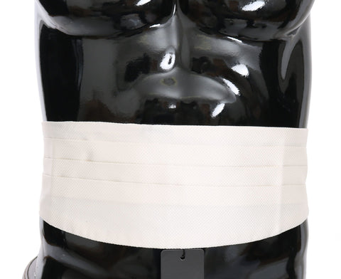 White Men Waist Belt 100% Silk Cummerbund Dolce & Gabbana