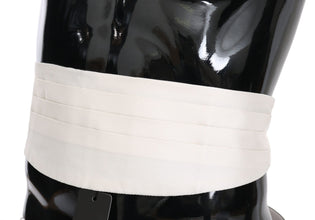 White Men Waist Belt 100% Silk Cummerbund Dolce & Gabbana