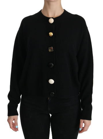 Black Button Embellished Cardigan Sweater Dolce & Gabbana