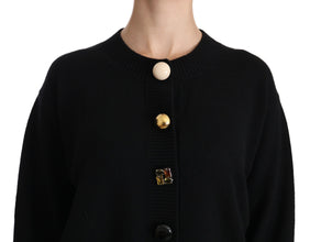 Black Button Embellished Cardigan Sweater Dolce & Gabbana