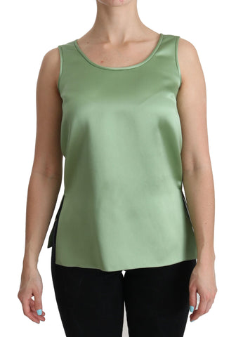 Green Sleeveless 100% Silk Top Tank Blouse Dolce & Gabbana