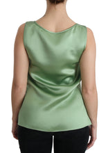 Green Sleeveless 100% Silk Top Tank Blouse Dolce & Gabbana