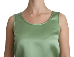 Green Sleeveless 100% Silk Top Tank Blouse Dolce & Gabbana