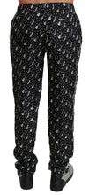 Silk Black Musical Instrument Trouser Pants Dolce & Gabbana