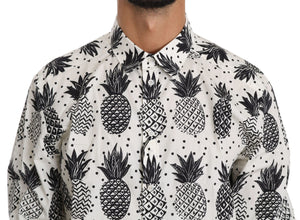 White Pineapple Cotton Top Shirt Dolce & Gabbana