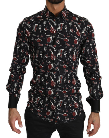 Black Musical Instrument Slim fit Shirt Dolce & Gabbana