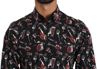 Black Musical Instrument Slim fit Shirt Dolce & Gabbana