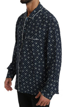 Blue Skull Print Silk Top Sleepwear Shirt Dolce & Gabbana