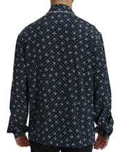 Blue Skull Print Silk Top Sleepwear Shirt Dolce & Gabbana
