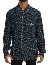 Blue Skull Print Silk Top Sleepwear Shirt Dolce & Gabbana