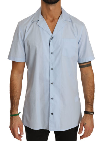 Blue Short Sleeve 100% Cotton Top Shirt Dolce & Gabbana