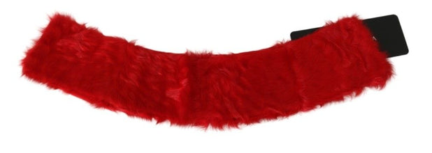 Red Fur Neck Collar Wrap Lambskin Scarf Dolce & Gabbana