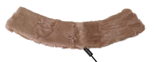 Beige Fur Neck Collar Lambskin Scarf Dolce & Gabbana