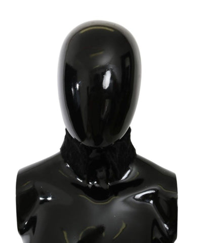 Black Fur Neck Collar Wrap Lambskin Scarf Dolce & Gabbana