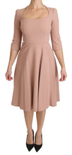 Pink 3/4 Sleeves A-line Viscose Dress Dolce & Gabbana