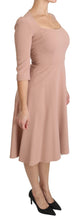 Pink 3/4 Sleeves A-line Viscose Dress Dolce & Gabbana