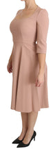 Pink 3/4 Sleeves A-line Viscose Dress Dolce & Gabbana