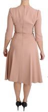 Pink 3/4 Sleeves A-line Viscose Dress Dolce & Gabbana