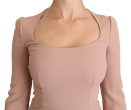 Pink 3/4 Sleeves A-line Viscose Dress Dolce & Gabbana