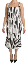 White Black Printed Sheath Midi Viscose Dress Dolce & Gabbana