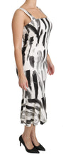 White Black Printed Sheath Midi Viscose Dress Dolce & Gabbana