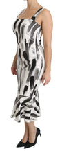 White Black Printed Sheath Midi Viscose Dress Dolce & Gabbana