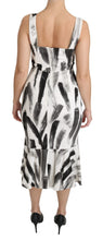 White Black Printed Sheath Midi Viscose Dress Dolce & Gabbana