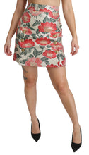 White Green Red Floral High Waist Mini Skirt Dolce & Gabbana