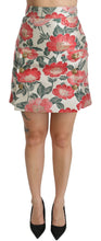 White Green Red Floral High Waist Mini Skirt Dolce & Gabbana