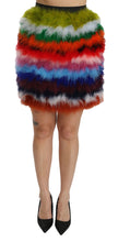 Red Blue High Waist Mini Feather Skirt Dolce & Gabbana