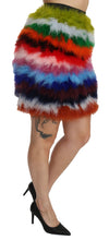 Red Blue High Waist Mini Feather Skirt Dolce & Gabbana