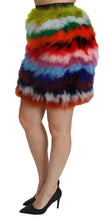 Red Blue High Waist Mini Feather Skirt Dolce & Gabbana