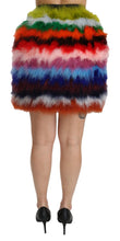 Red Blue High Waist Mini Feather Skirt Dolce & Gabbana