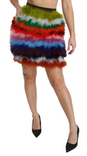 Red Blue High Waist Mini Feather Skirt Dolce & Gabbana