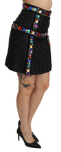 Black Crystal Embellished High Waist Skirt Dolce & Gabbana