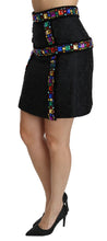 Black Crystal Embellished High Waist Skirt Dolce & Gabbana