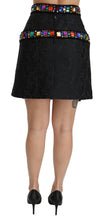 Black Crystal Embellished High Waist Skirt Dolce & Gabbana