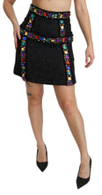 Black Crystal Embellished High Waist Skirt Dolce & Gabbana