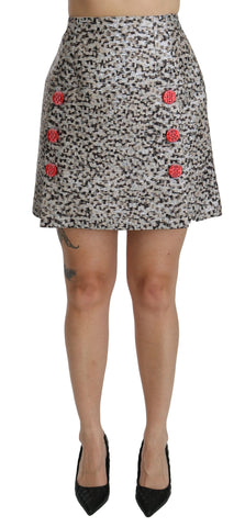 Silver Pattern A-line High Waist Skirt Dolce & Gabbana
