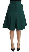 Green Pleated A-line High Waist Cotton  Skirt Dolce & Gabbana