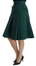 Green Pleated A-line High Waist Cotton  Skirt Dolce & Gabbana