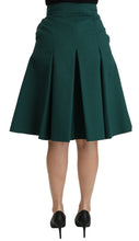 Green Pleated A-line High Waist Cotton  Skirt Dolce & Gabbana