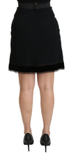Black A-line High Waist Mini Viscose Skirt Dolce & Gabbana