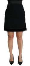 Black A-line High Waist Mini Viscose Skirt Dolce & Gabbana